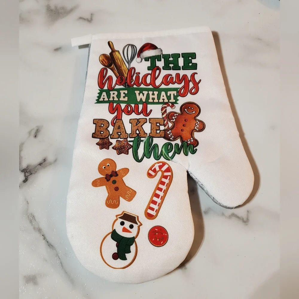 The holidays are what you bake them oven mitt